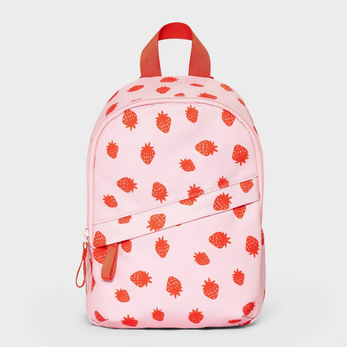 Kids' 11" Mini Backpack with Strawberries and Diagonal Zipper - Cat & Jack Pink