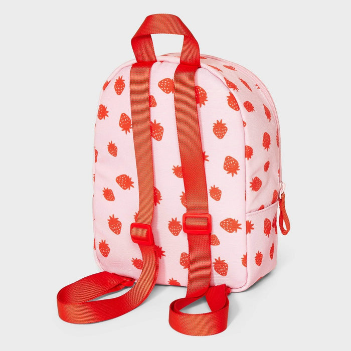 Kids' 11" Mini Backpack with Strawberries and Diagonal Zipper - Cat & Jack Pink