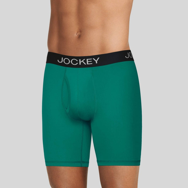 Jockey Generation Men's Microfiber Stretch Long Leg Boxer Briefs 3pk - Blue/Gray/Dark Teal Green M