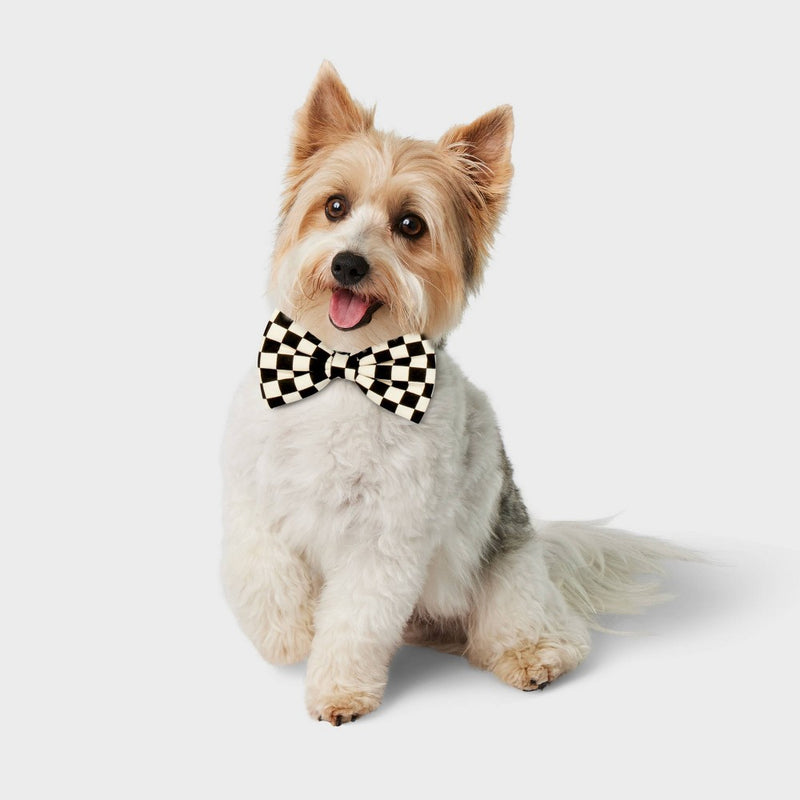 Checkerboard Cat and Dog Bowtie - Boots & Barkley - Black/White - One Size Fits Most