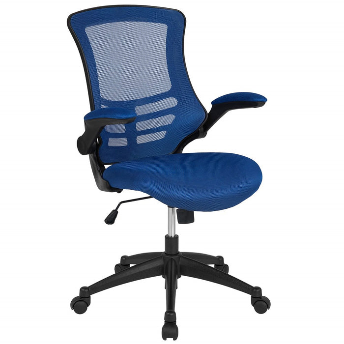 Flash Furniture Kelista Mid-Back Blue Mesh Swivel Ergonomic Task Office Chair With Flip-Up Arms (LOCAL PICKUP ONLY)