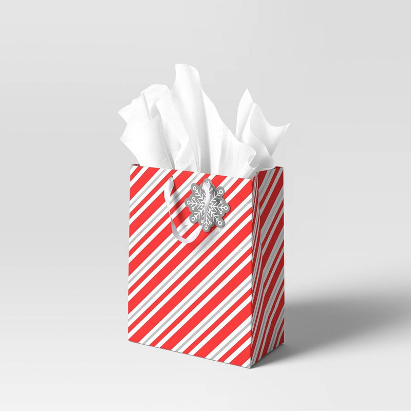 Diagonal Stripe Cub Christmas Gift Bag Red - Wondershop