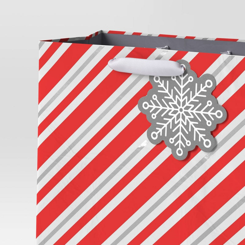 Diagonal Stripe Cub Christmas Gift Bag Red - Wondershop