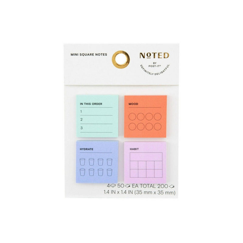 Noted by Post-it, Mini To-Do Notes, Mint, Orange, Blue and Purple Sticky Notes