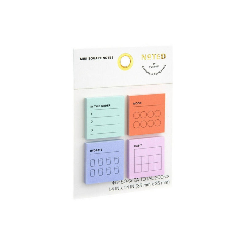Noted by Post-it, Mini To-Do Notes, Mint, Orange, Blue and Purple Sticky Notes