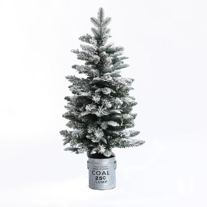 LuxenHome 3' Pre-Lit LED Artificial Flocked Fir Christmas Tree with Metal Pot Off-White (LOCAL PICKUP ONLY)