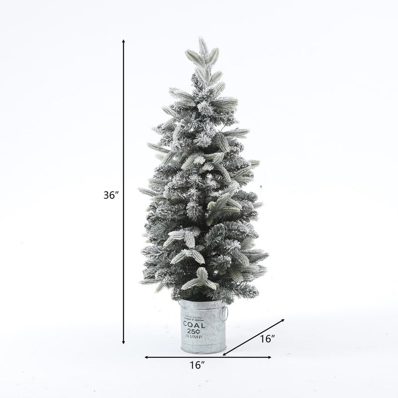 LuxenHome 3' Pre-Lit LED Artificial Flocked Fir Christmas Tree with Metal Pot Off-White (LOCAL PICKUP ONLY)