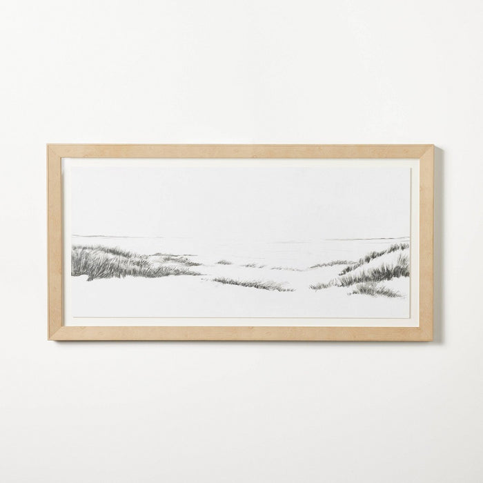 47"x24" Grassy Beach Dune Floated Paper Framed Under Plexiglass Wall Art - Threshold designed with Studio McGee: Modern Lithograph (LOCAL PICKUP ONLY)