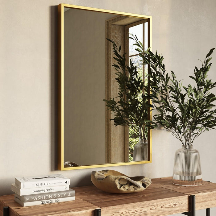 Aspire Home Accents 7562 Bali Modern Rectangle Wall Mirror, Gold - 36 in. (LOCAL PICKUP ONLY)