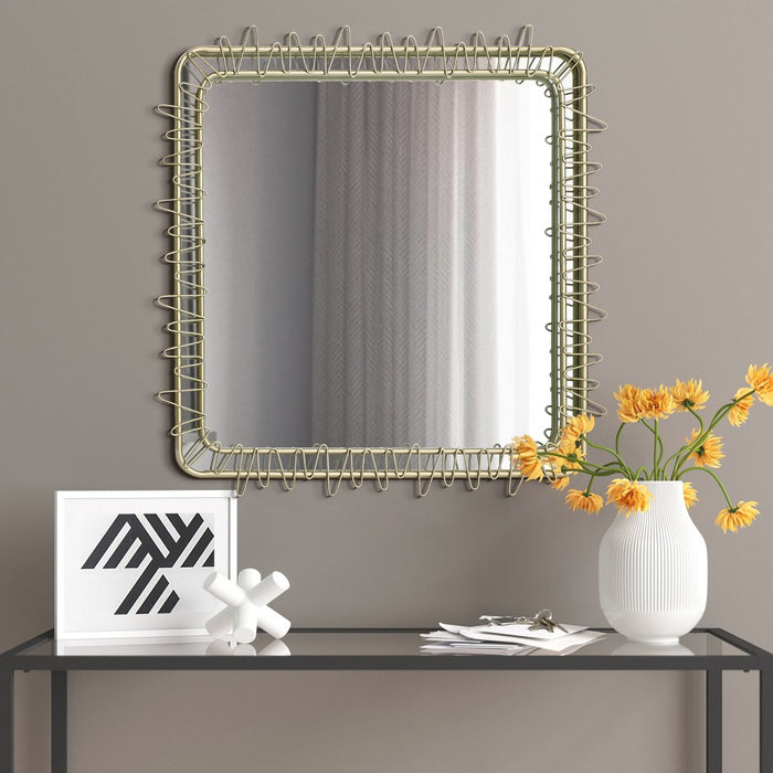 LuxenHome Gold Metal Frame 30.2" Square Accent Wall Mirror Brown (LOCAL PICKUP ONLY)
