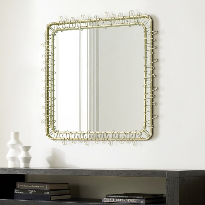 LuxenHome Gold Metal Frame 30.2" Square Accent Wall Mirror Brown (LOCAL PICKUP ONLY)