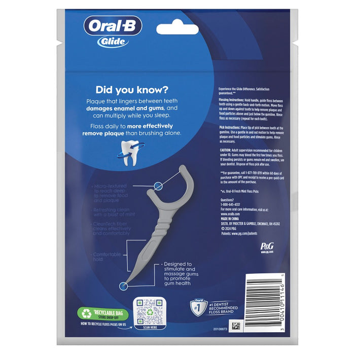 Oral-B Glide Ultra Deep Clean Floss Picks Cool Mint Flavor - 75ct