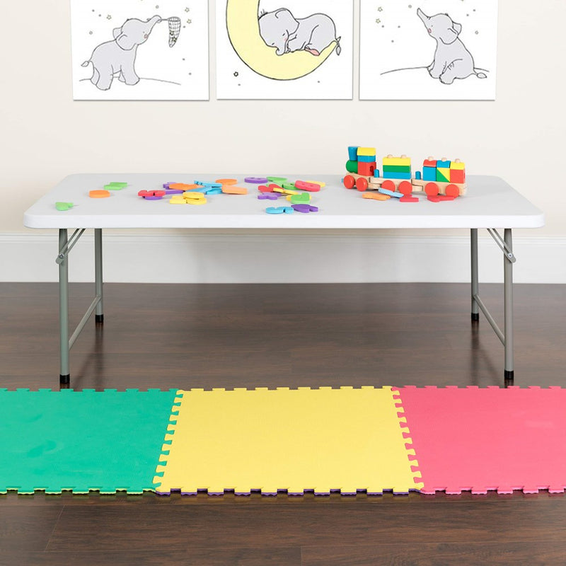 Bizchair 4.93-Foot Kid's Granite White Plastic Folding Activity Table - Play Table (LOCAL PICKUP ONLY)