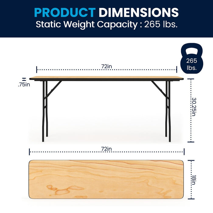 Flash Furniture Gael 6-Foot Rectangular Wood Folding Training / Seminar Table with Smooth Clear Coated Finished Top (LOCAL PICKUP ONLY)