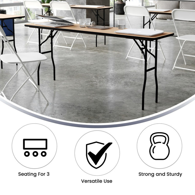 Flash Furniture Gael 6-Foot Rectangular Wood Folding Training / Seminar Table with Smooth Clear Coated Finished Top (LOCAL PICKUP ONLY)