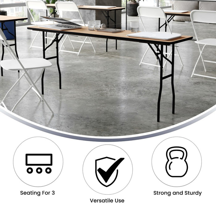 Flash Furniture Gael 6-Foot Rectangular Wood Folding Training / Seminar Table with Smooth Clear Coated Finished Top (LOCAL PICKUP ONLY)