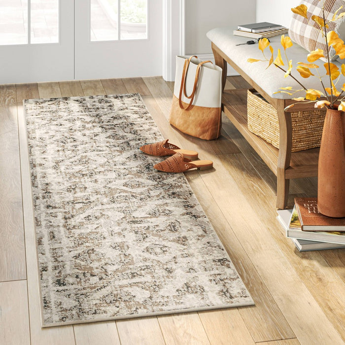 2'x7' Eliot Geo Runner Rug Tan/Beige/Gray - Threshold