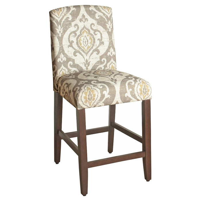 HomePop 24" Curved Top Counter Height Barstool Natural : Upholstered, Wood Legs, Foam Padded Back (LOCAL PICKUP ONLY)