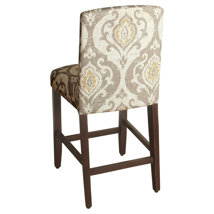 HomePop 24" Curved Top Counter Height Barstool Natural : Upholstered, Wood Legs, Foam Padded Back (LOCAL PICKUP ONLY)