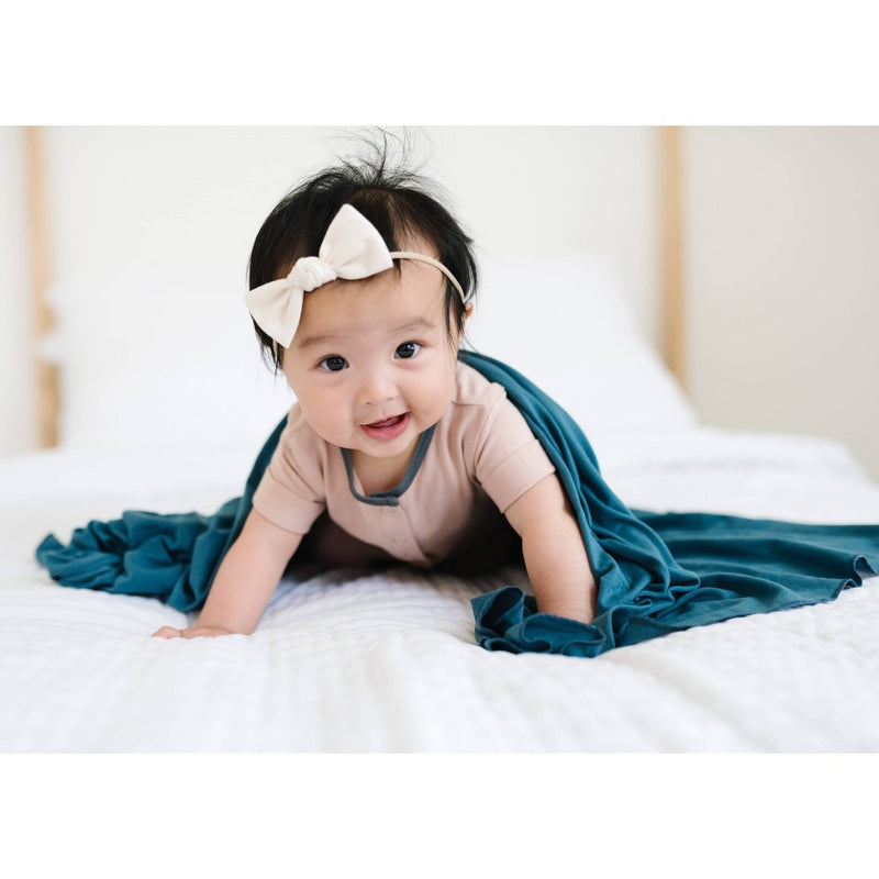 Copper Pearl Knit Swaddle Blanket - Steel