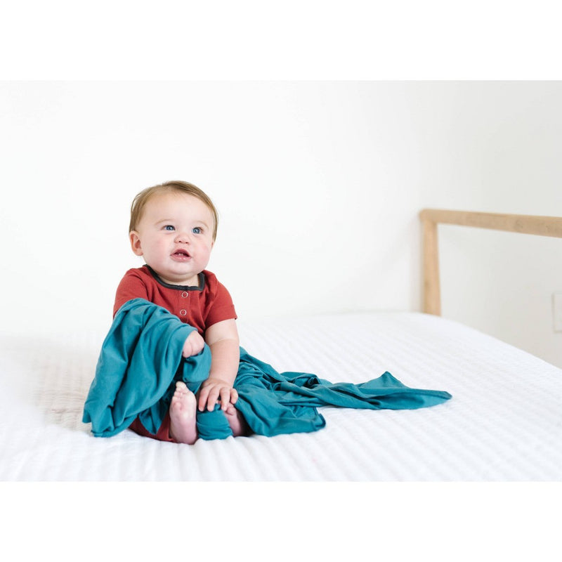 Copper Pearl Knit Swaddle Blanket - Steel