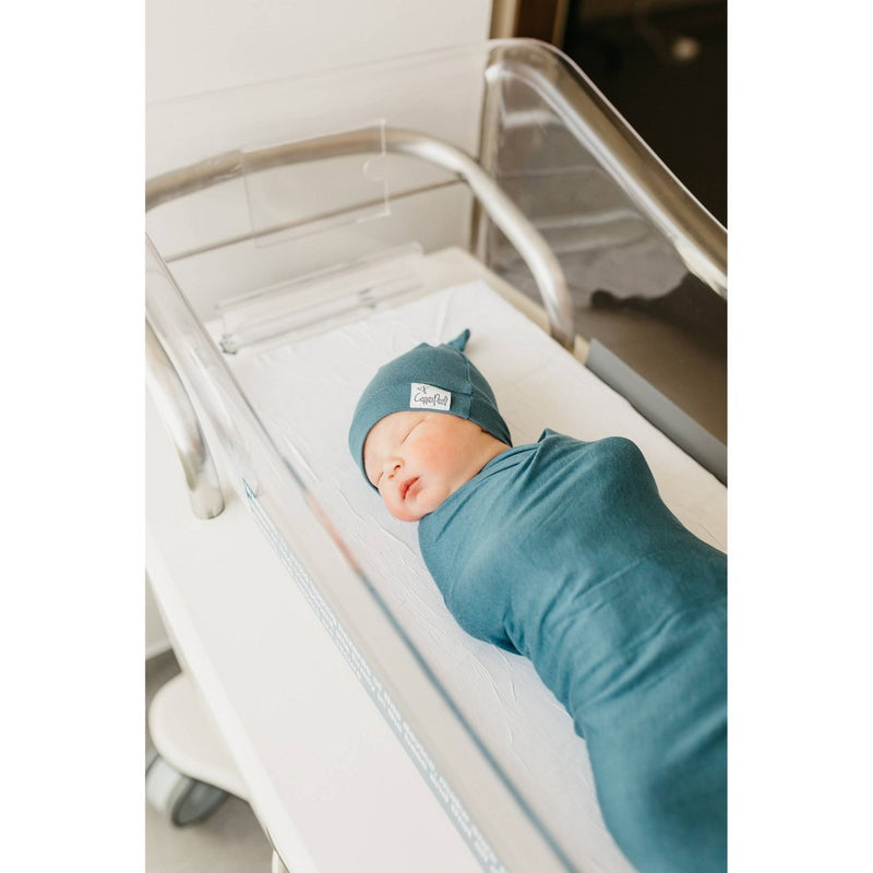 Copper Pearl Knit Swaddle Blanket - Steel