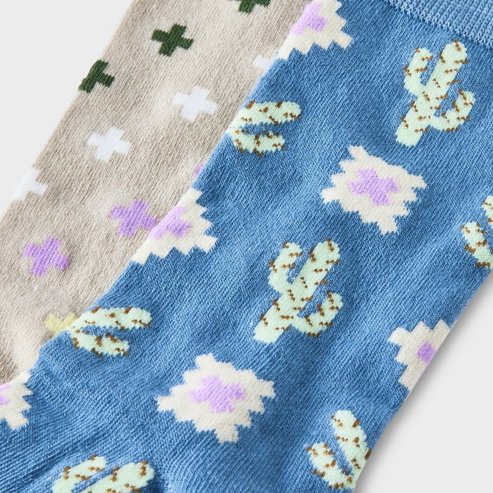 Men's Cactus Print Novelty Crew Socks 2pk - Goodfellow & Co Blue 7-12