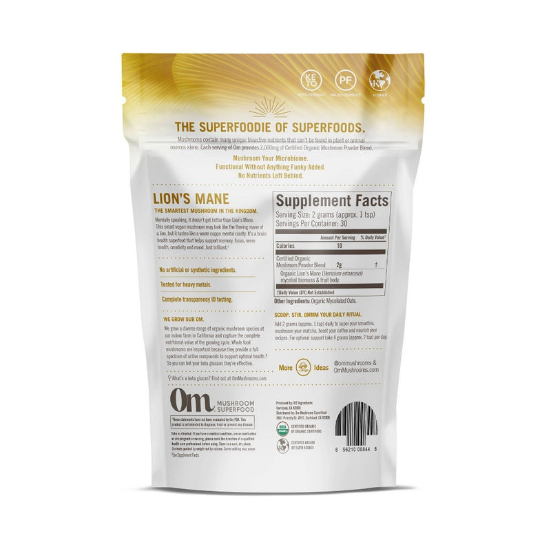 Om Mushrooms Lion's Blend Superfood Vegan Powder - 2.11oz