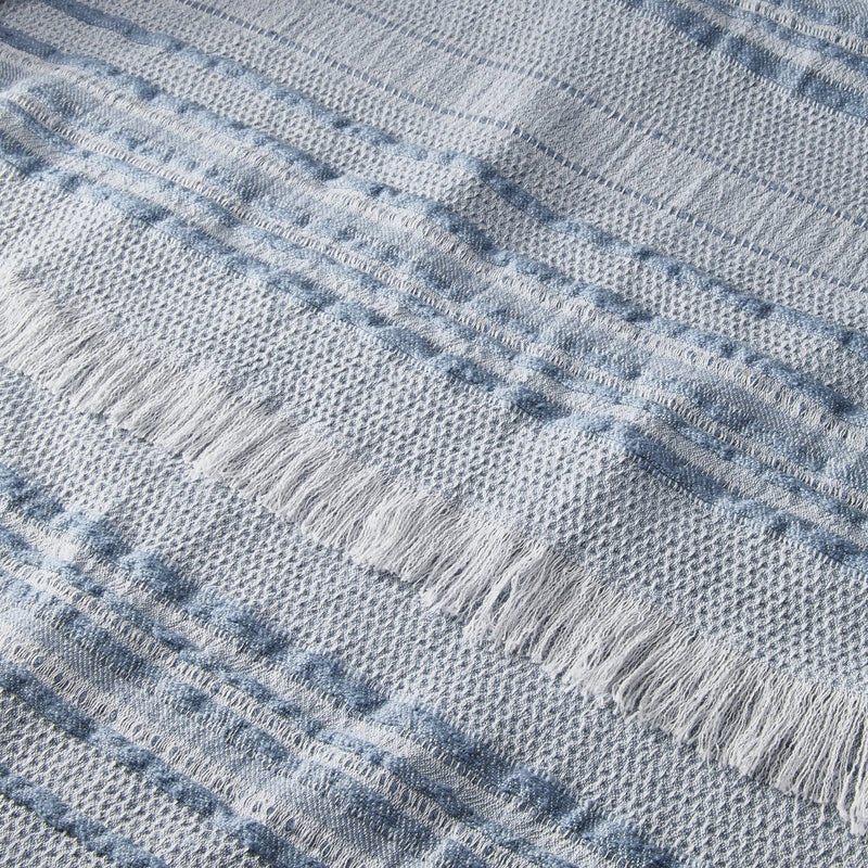 Textured Rib Stripe Dobby Throw Blanket Vintage Blue - Hearth & Hand with Magnolia