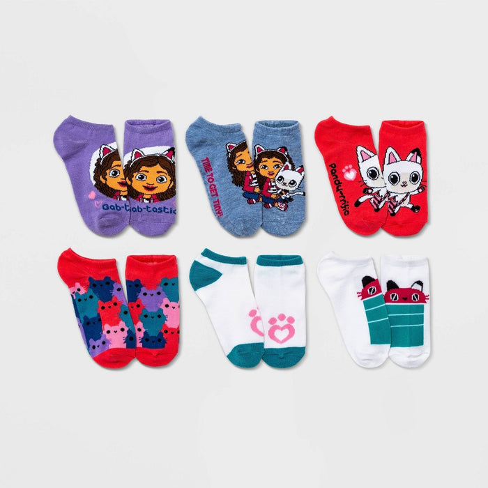 Girls' Gabby's Dollhouse 6pk No Show Socks - S/M