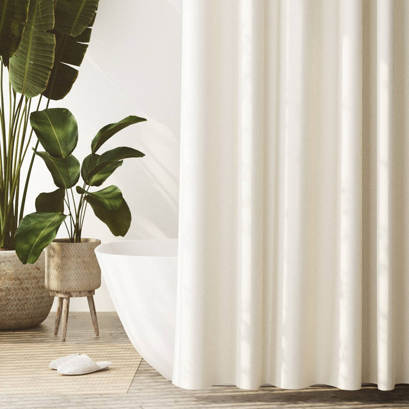 Extra Long Waterproof Post Consumer Recycled Cotton Shower Liner Ivory - Zenna Home