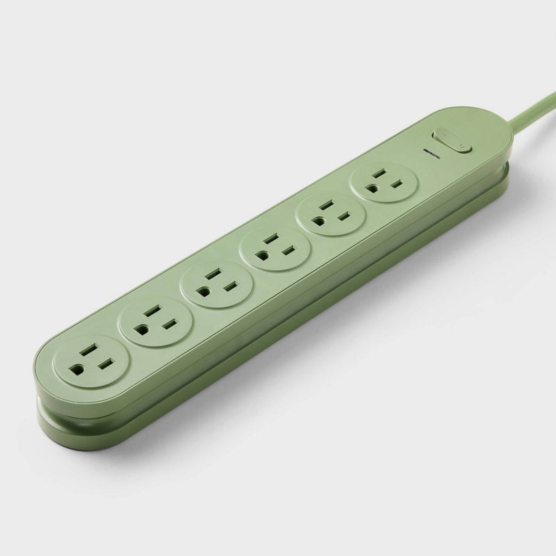 6 Outlet Surge Protector 6' Cord Green - Heyday