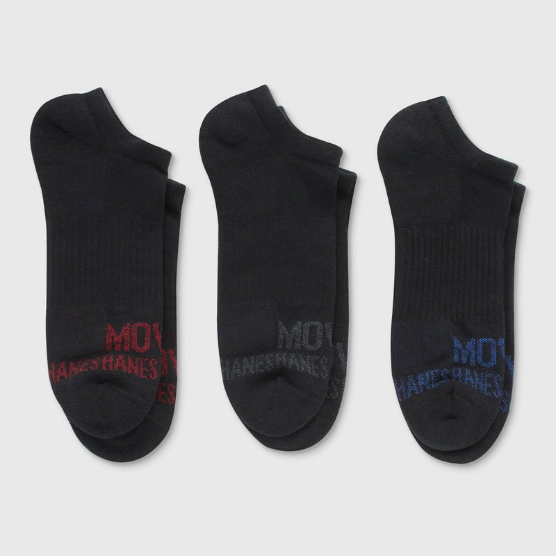Hanes Moves Premium Men's Breathable Mesh No Show Socks 3pk - Black 6-12