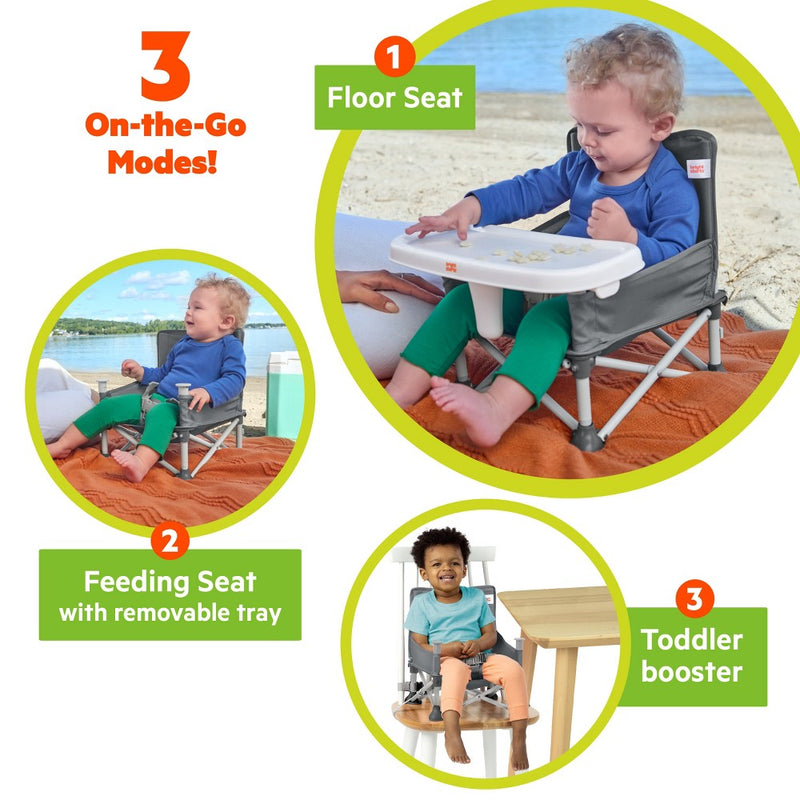 Bright Starts Pop N Sit Portable Booster Seat - Gray