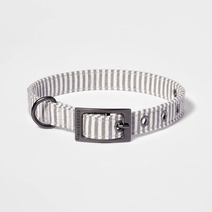 Striped Fashion Dog Collar with Pin Buckle - M - Boots & Barkley