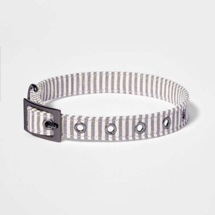 Striped Fashion Dog Collar with Pin Buckle - M - Boots & Barkley