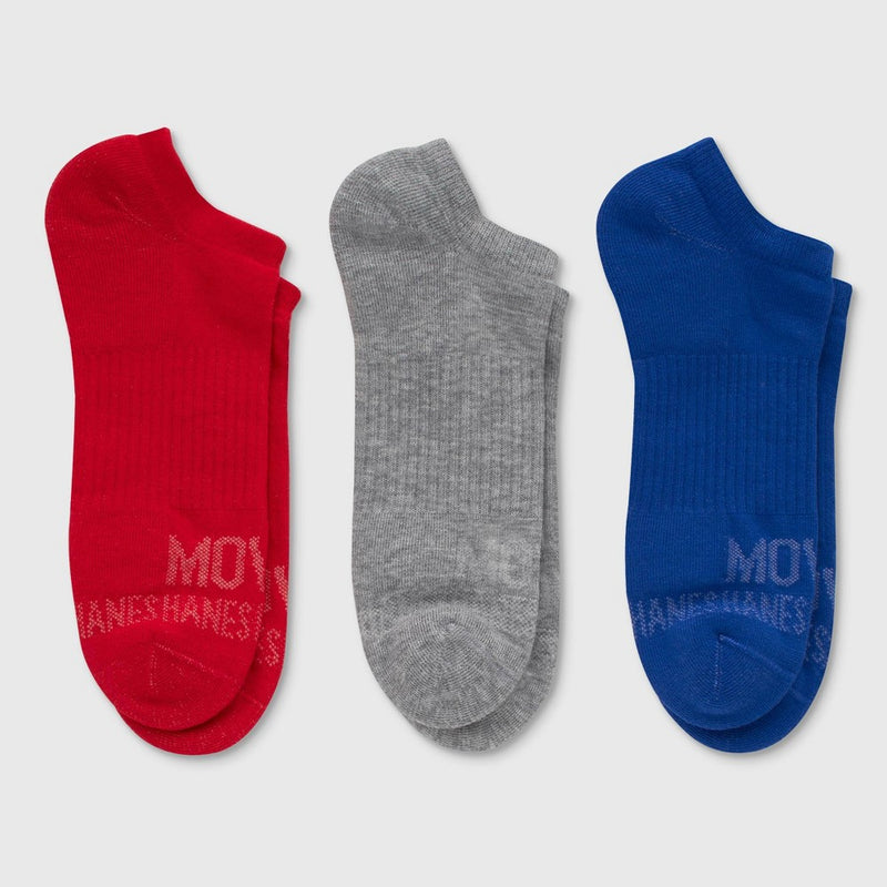 Hanes Moves Premium Men's Breathable Mesh No Show Socks 3pk - Red 6-12