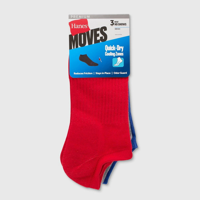 Hanes Moves Premium Men's Breathable Mesh No Show Socks 3pk - Red 6-12