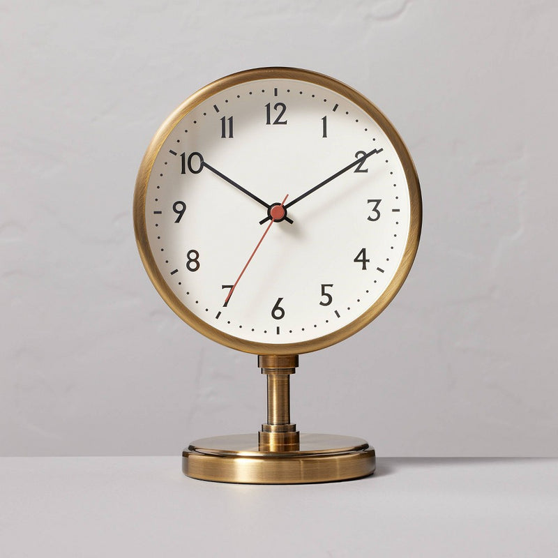 Brass Pedestal Table Clock Antique Finish - Hearth & Hand with Magnolia