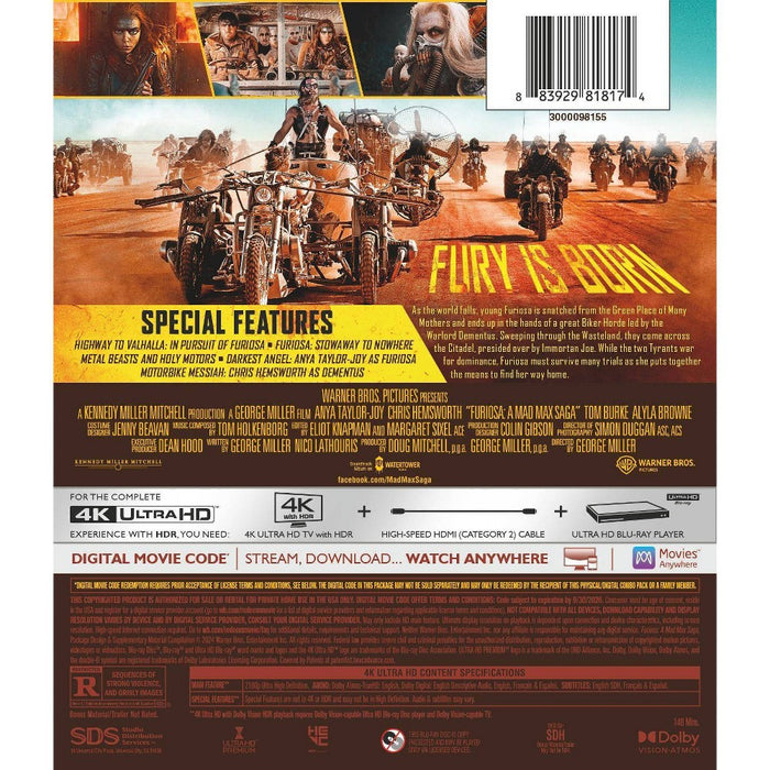 Furiosa: A Mad Max Saga (4K ULTRA HD + DIGITAL CODE) *ADD 3 TO YOUR CART & 1 IS FREE!*
