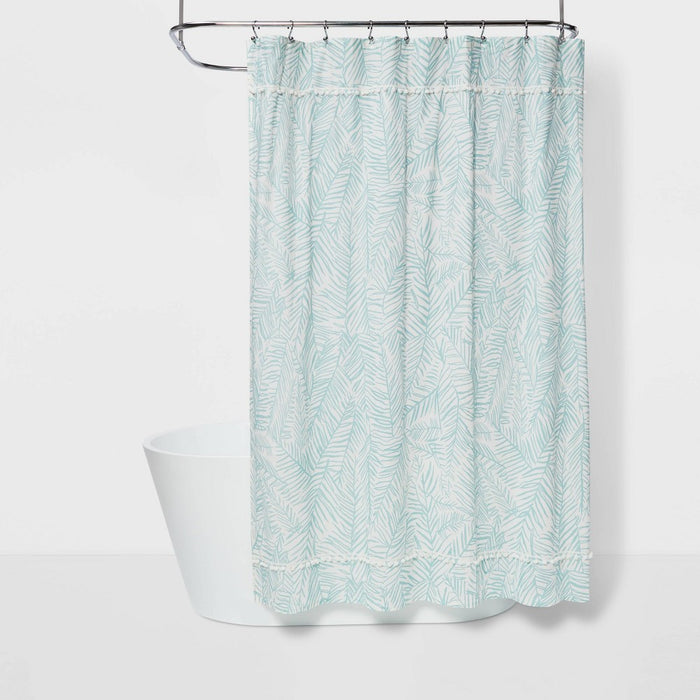 Caribbean Leaf Shower Curtain Aqua - Opalhouse