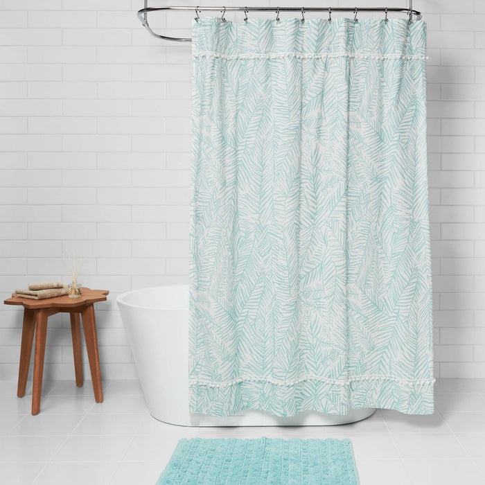 Caribbean Leaf Shower Curtain Aqua - Opalhouse