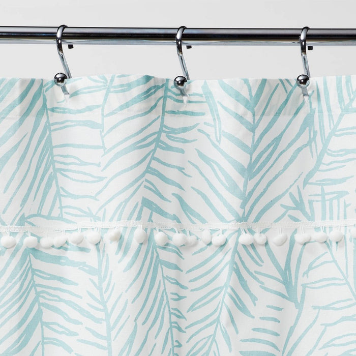 Caribbean Leaf Shower Curtain Aqua - Opalhouse