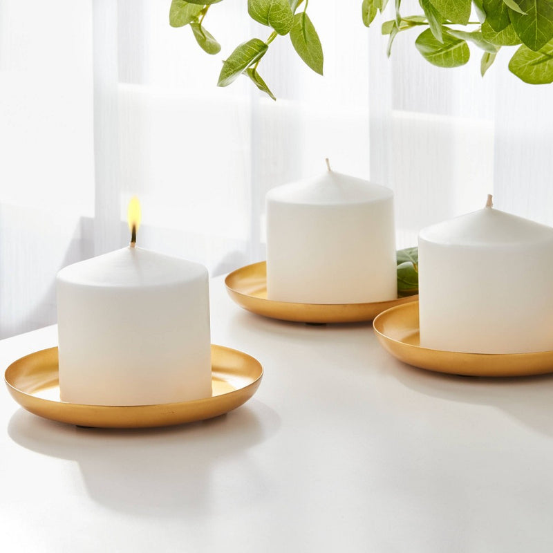 3" x 3" 3pk Unscented Pillar Candle Set White - Room Essentials: Paraffin Wax, 30hr Burn Time