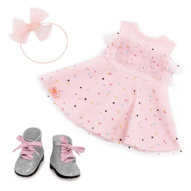 Our Generation Pink & Colorful Confetti-Print Dress Outfit for 18'' Dolls