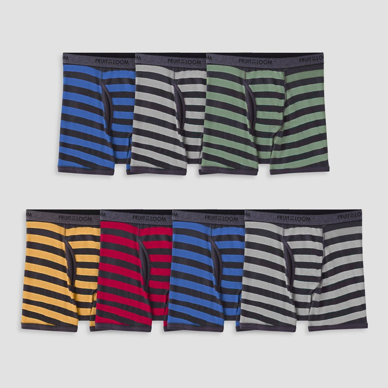 Fruit of the Loom Boys' 7pk Striped Boxer Briefs - Colors May Vary M