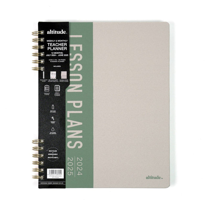 Altitude July 2024 - June 2025 Teacher Planner 8.5"x11" Monthly and Weekly Warm Gray