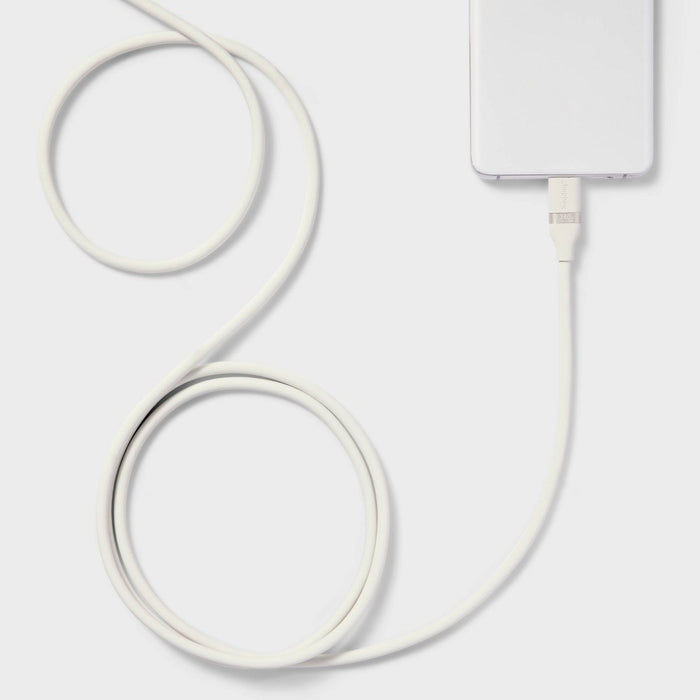 6' USB-C to USB-C Fast Charging Silicone Cable - heyday White Clay
