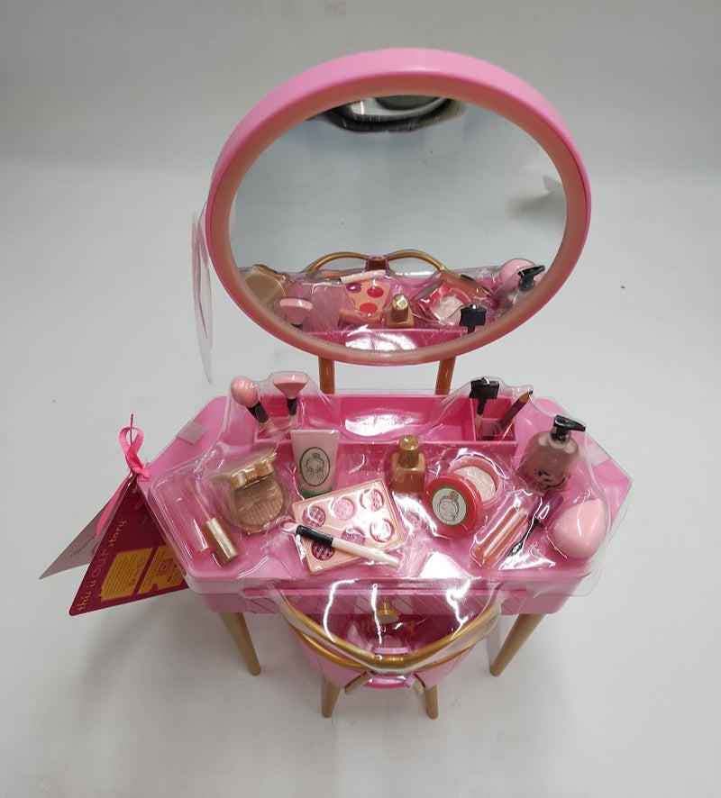 Our Generation Fabulous Fun Pink Vanity Table & Chair Dollhouse Accessory Set for 18'' Dolls