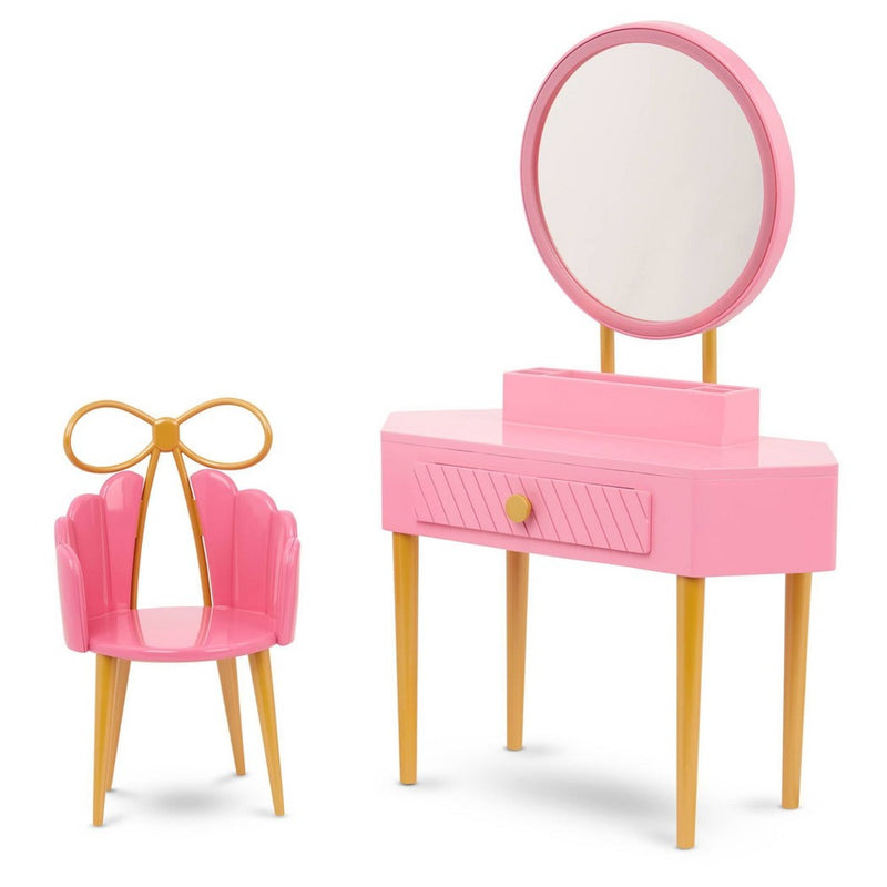 Our Generation Fabulous Fun Pink Vanity Table & Chair Dollhouse Accessory Set for 18'' Dolls